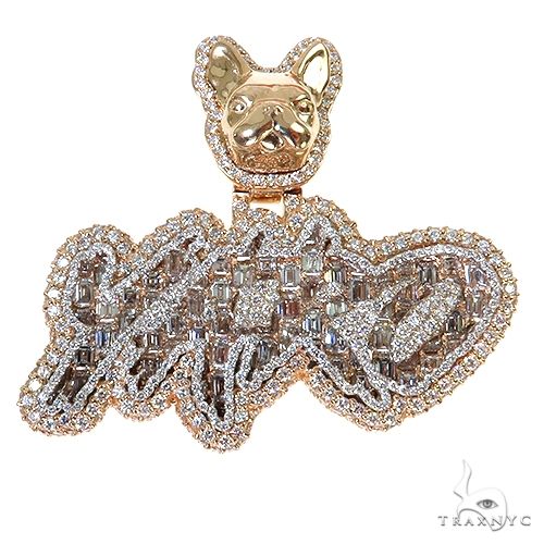 Custom Made Emerald Diamond Bulldog Ball Diamond Name Pendant 67572 - Image 1