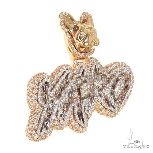 Custom Made Emerald Diamond Bulldog Ball Diamond Name Pendant 67572 - Image 2