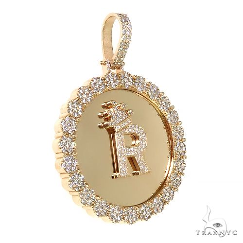 Custom Made Flower Frame 'R' Diamond Pendant 67061 - Image 2