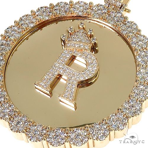 Custom Made Flower Frame 'R' Diamond Pendant 67061 - Image 3