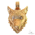 Custom Made Gold Wolf Head Pendant 68804 - Image 1