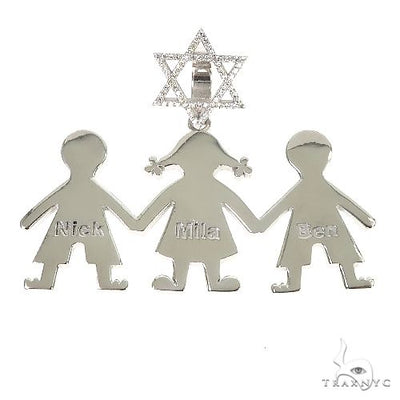 Custom Made Holding Hands Family David Star Pendant 67187 - Image 1