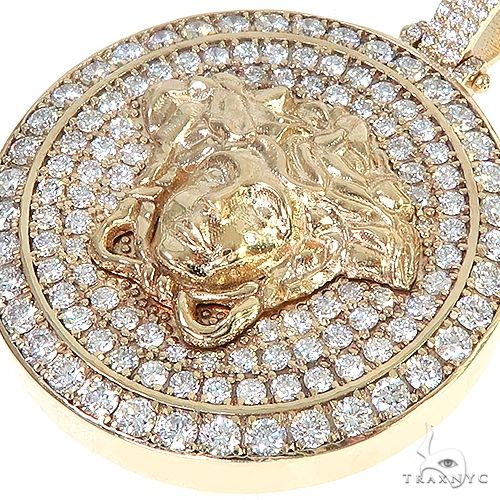 Custom Made Italian Medusa Head Diamond Round Pendant 66574 - Image 4