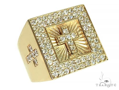 Custom Made Pinky Diamond Cross Ring 66265 - Image 1