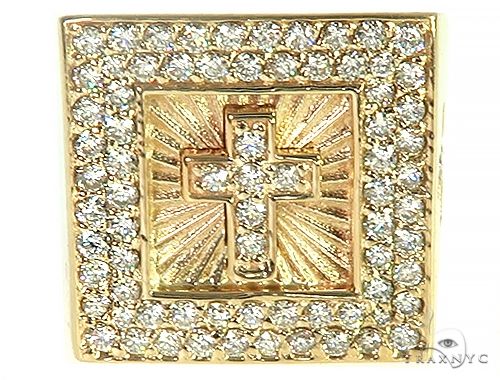 Custom Made Pinky Diamond Cross Ring 66265 - Image 2