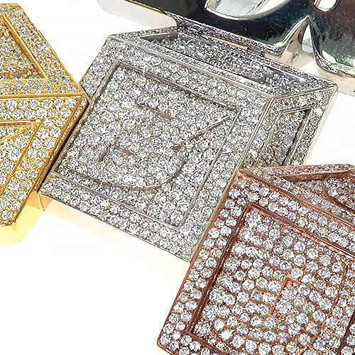 Custom Made R.L.B. 3 Block Diamond Pendant 67470 - Image 3