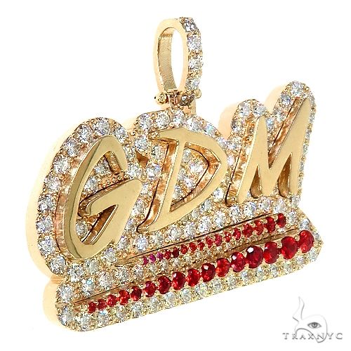 Custom Made 'SDM' Red Sapphire Diamond Pendant 67184 - Image 2
