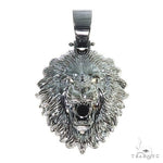 Custom Made Silver Black Rhodium Lion Head Pendant 67110 - Image 1