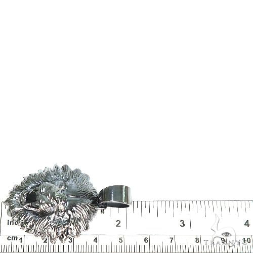 Custom Made Silver Black Rhodium Lion Head Pendant 67110 - Image 6