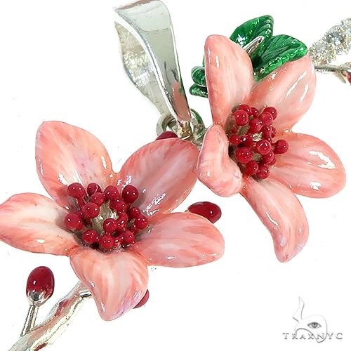 Custom Made Silver Cherry Blossom Pendant 66540 - Image 4