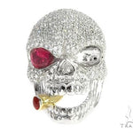 Custom Made Skull Ring With Cigar 65668 - Image 1