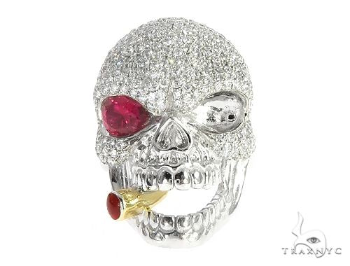 Custom Made Skull Ring With Cigar 65668 - Image 1