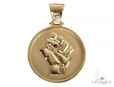 Custom Made Solid Gold People Power BLM Pendant 66308 - Image 1