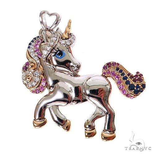 Custom Made Unicorn Sapphire Diamond Pendant 67529 - Image 1