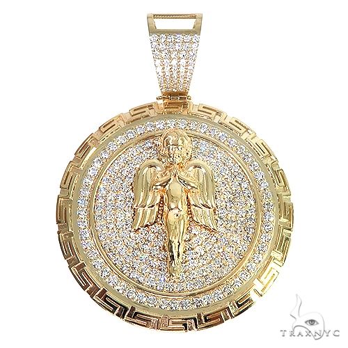 Custom Made Greek Motif Diamond Angel Pendant 66921 - Image 1
