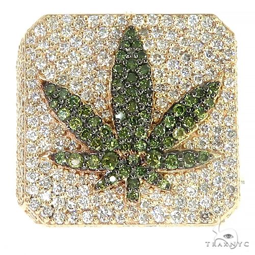 Custom Made Weed Leaf Diamond Ring 66398 - Image 2