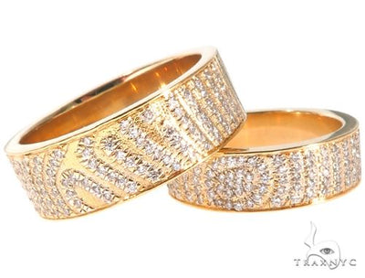 Custom Micro-Pave Diamond Fingerprints Rings Set 64097 - Image 1