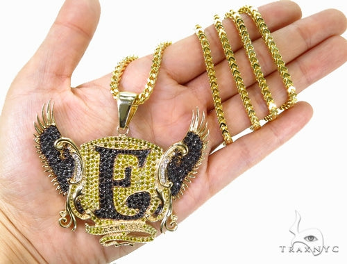 Custom Prong Diamond 'E' Pendant 37785 - Image 6