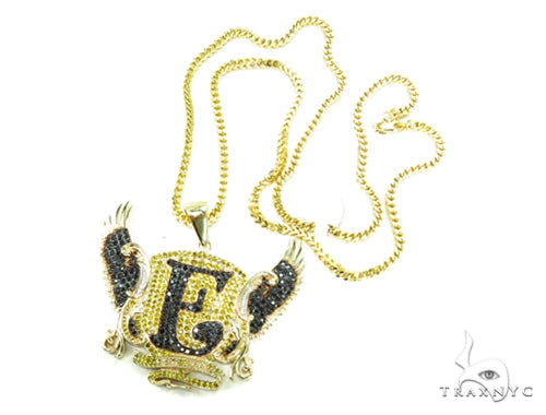 Custom Prong Diamond 'E' Pendant 37785 - Image 7