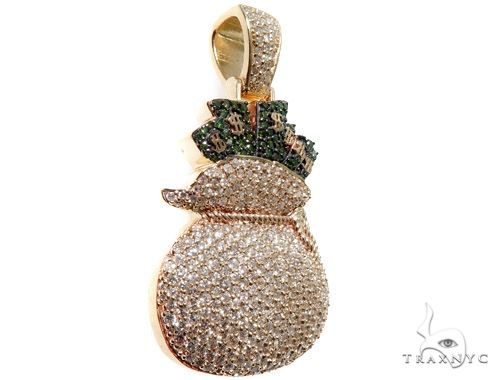 Custom Prong Diamond Money Bag Pendant 64213 - Image 2