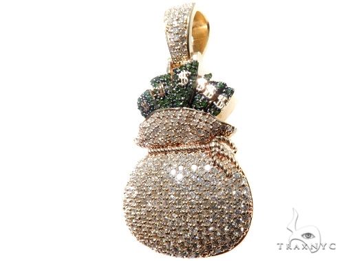 Custom Prong Diamond Money Bag Pendant 64213 - Image 3
