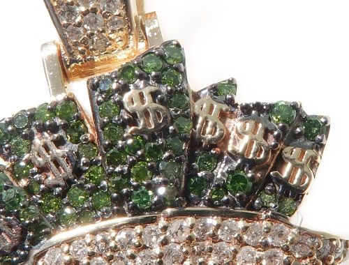 Custom Prong Diamond Money Bag Pendant 64213 - Image 6