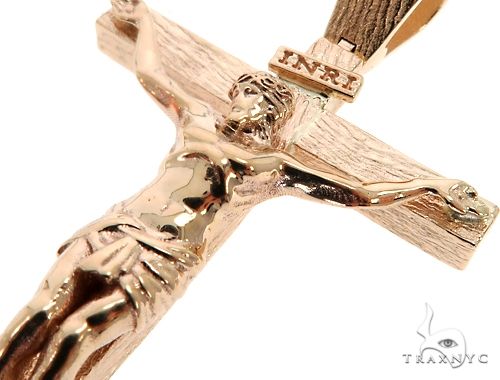 14K Solid Yellow Gold Cross Jesus 63945 - Image 4