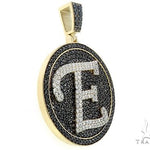 Custom Special White Gold Black & White Diamond E Initial Pendant 65250 - Image 2