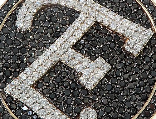 Custom Special White Gold Black & White Diamond E Initial Pendant 65250 - Image 5