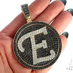 Custom Special White Gold Black & White Diamond E Initial Pendant 65250 - Image 6