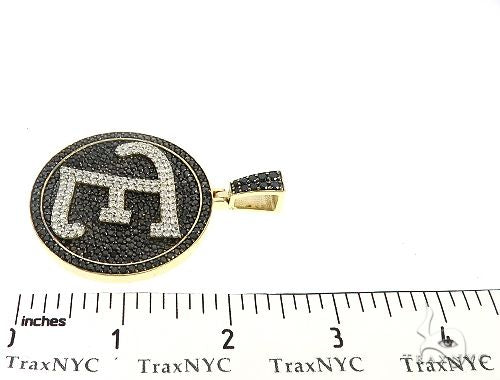 Custom Special White Gold Black & White Diamond E Initial Pendant 65250 - Image 8