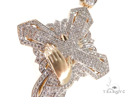 Custom TraxNYC Diamond Cross Crucifix with Praying Hands 64014 - Image 4