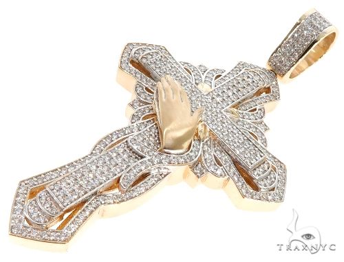Custom TraxNYC Diamond Cross Crucifix with Praying Hands 64014 - Image 5