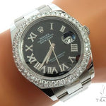 Datejust 41mm Roman Numeral Black Dial Diamond Bezel Stainless Steel Mens Watch 64985 - Image 13