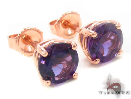 14k Rose Gold Deep Amethyst Earrings 33423 - Image 2