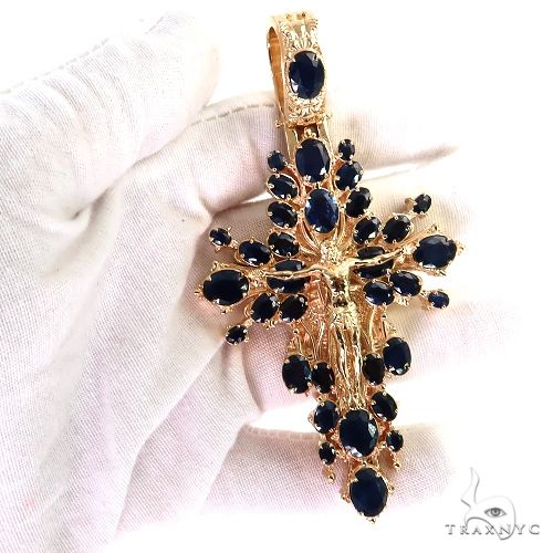 Sovereign's Halo Sapphire Cross pendant 69405 - Image 8