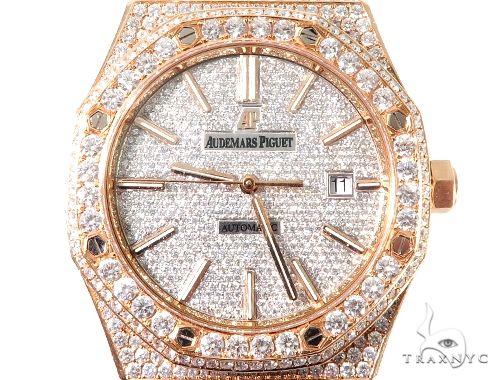 Diamond Audemars Piguet Royal Oak 41mm Watch with Leather Strap 64058 - Image 1