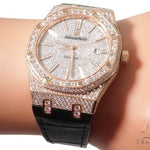 Diamond Audemars Piguet Royal Oak 41mm Watch with Leather Strap 64058 - Image 11