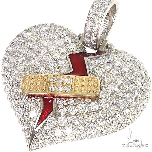 Custom Made Diamond Broken Heart Pendant 66963 - Image 3