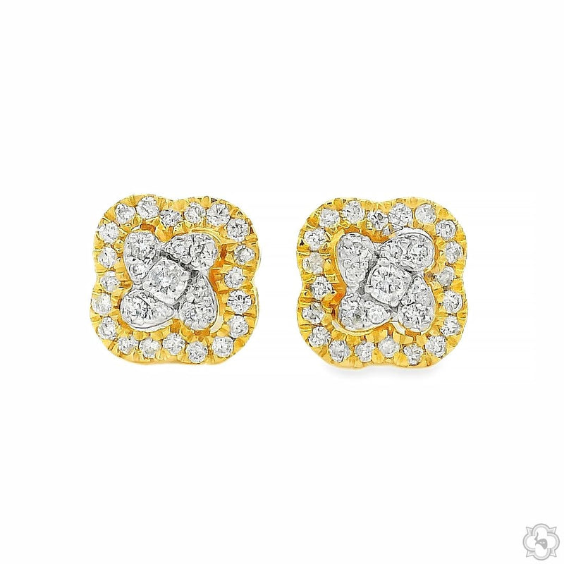 Clover Motif Diamond Stud Earrings 70869 - Image 1