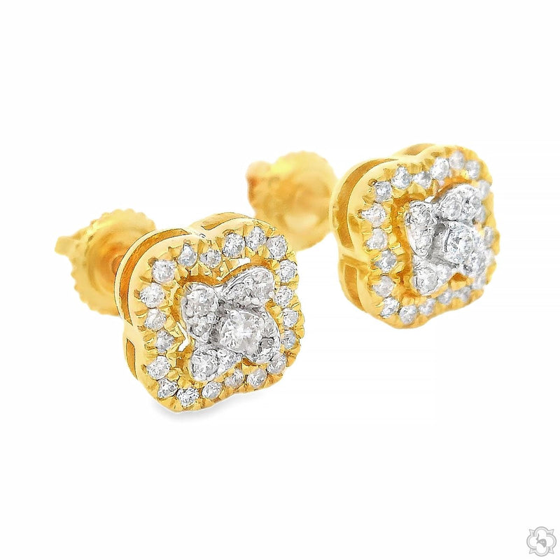 Clover Motif Diamond Stud Earrings 70869 - Image 4