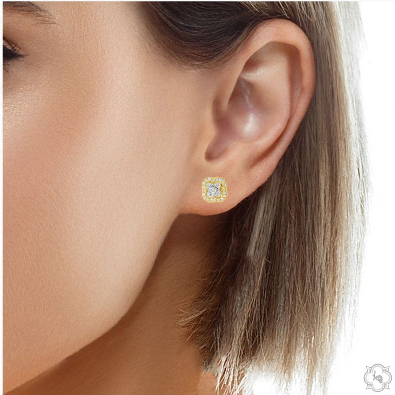 Clover Motif Diamond Stud Earrings 70869 - Image 6