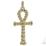 14K Yellow Gold Diamond Ankh Cross Crucifix Pendant 56545 - Image 1