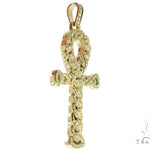 14K Yellow Gold Diamond Ankh Cross Crucifix Pendant 56545 - Image 2