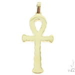 14K Yellow Gold Diamond Ankh Cross Crucifix Pendant 56545 - Image 4