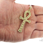 14K Yellow Gold Diamond Ankh Cross Crucifix Pendant 56545 - Image 5