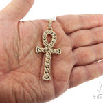 14K Rose Gold Diamond Ankh Cross Crucifix Pendant 56546 - Image 5