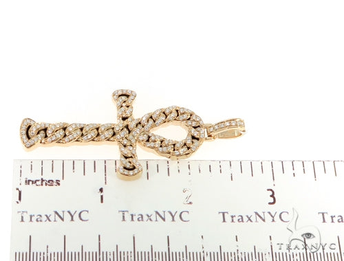14K Rose Gold Diamond Ankh Cross Crucifix Pendant 56546 - Image 7