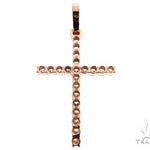 Custom 14K Rose Gold Prong Diamond Cross Pendant 65248 - Image 3