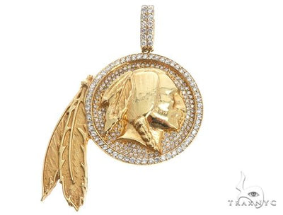 Native American Indian Head Diamond Pendant 64725 - Image 1